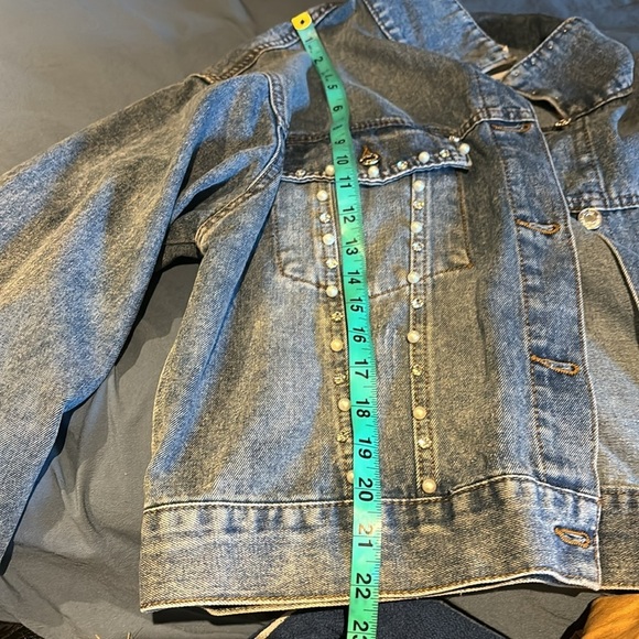 Ci Sono Wear What U 🩶💙luxury diamond stud denim jacket Sz XL - Picture 7 of 15